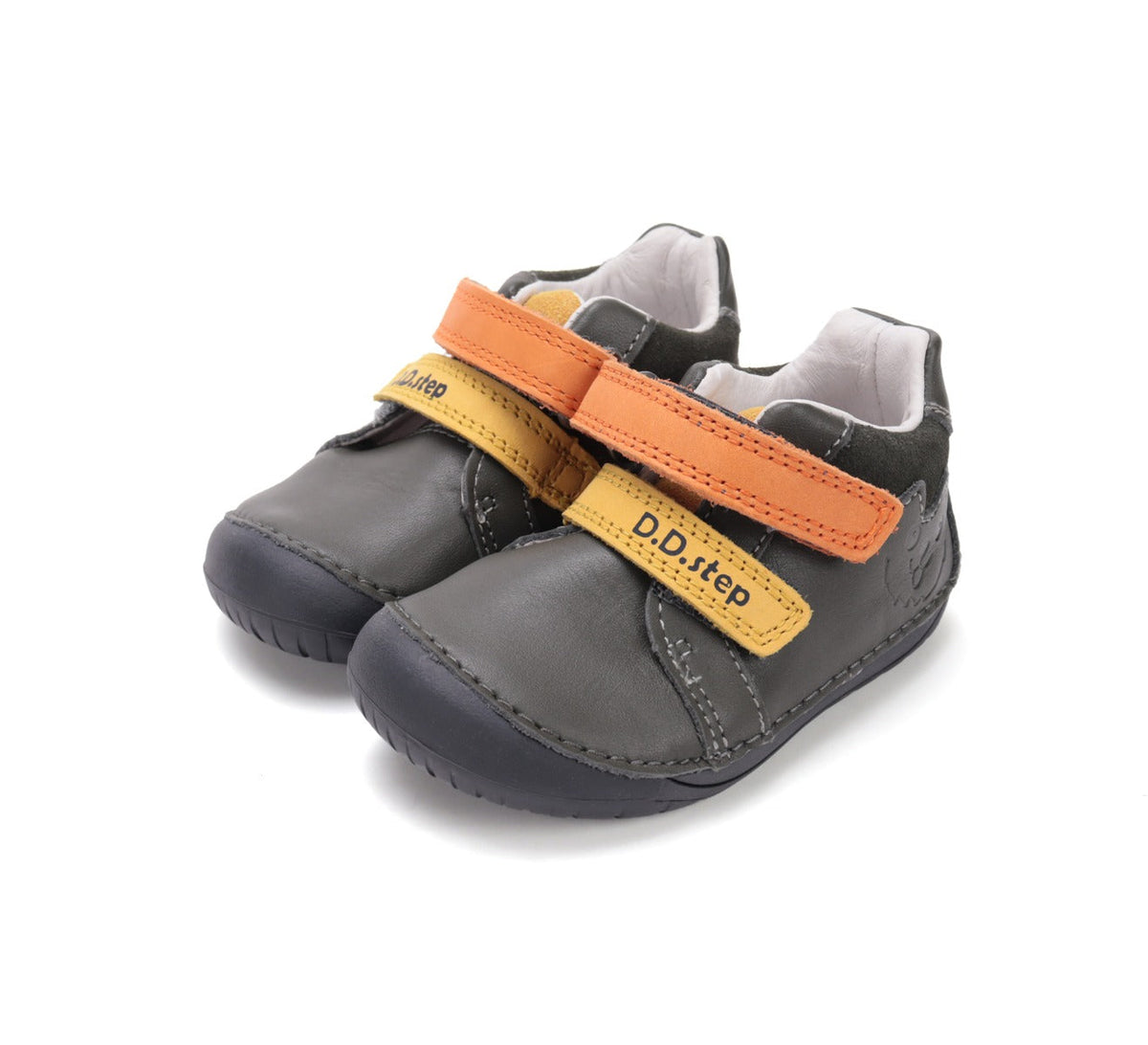 D.D.Step pantofi baieti Barefoot 20-25 Khaki cu portocaliu si galben Imagine principală a produsului