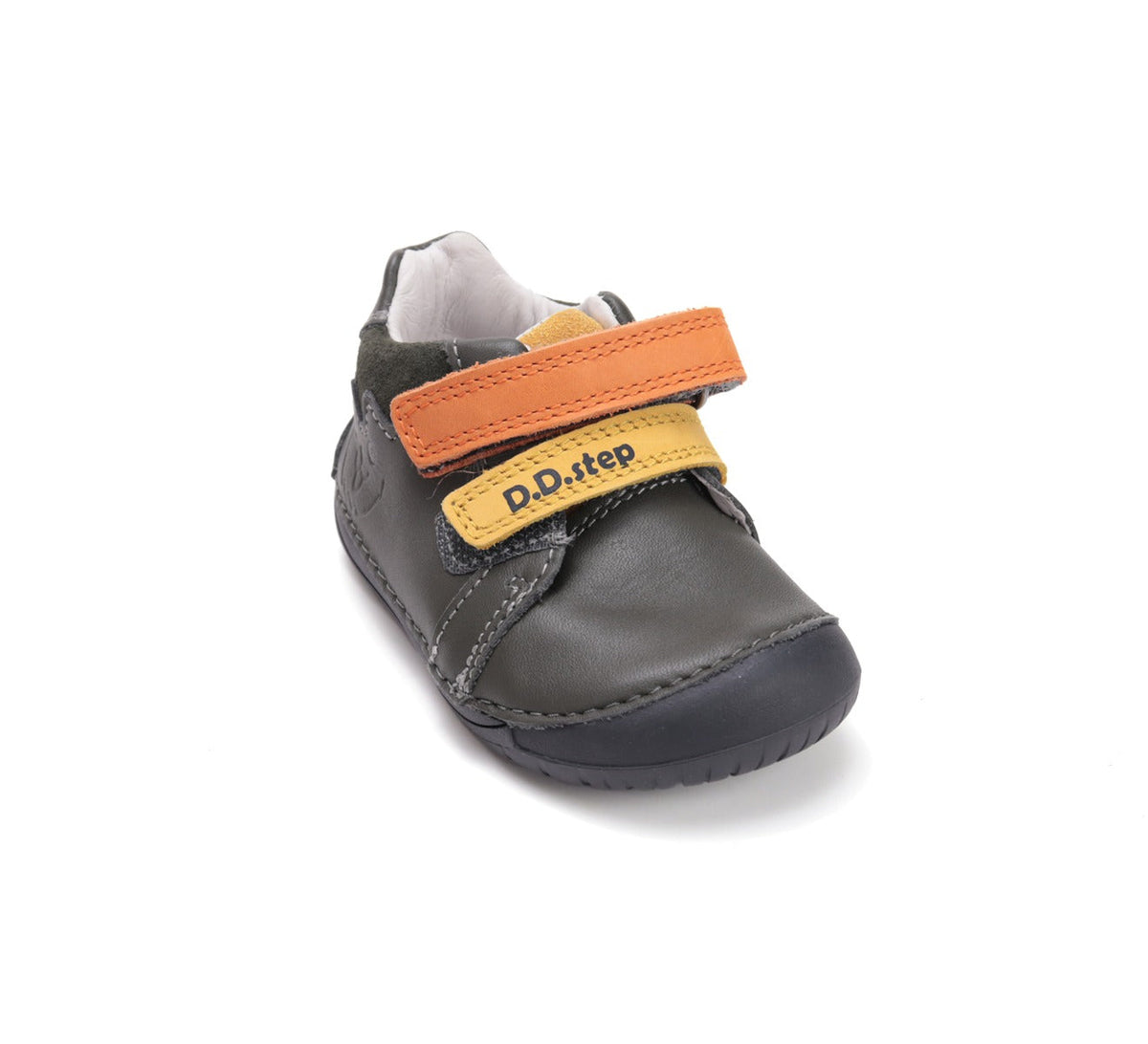 D.D.Step pantofi baieti Barefoot 20-25 Khaki cu portocaliu si galben