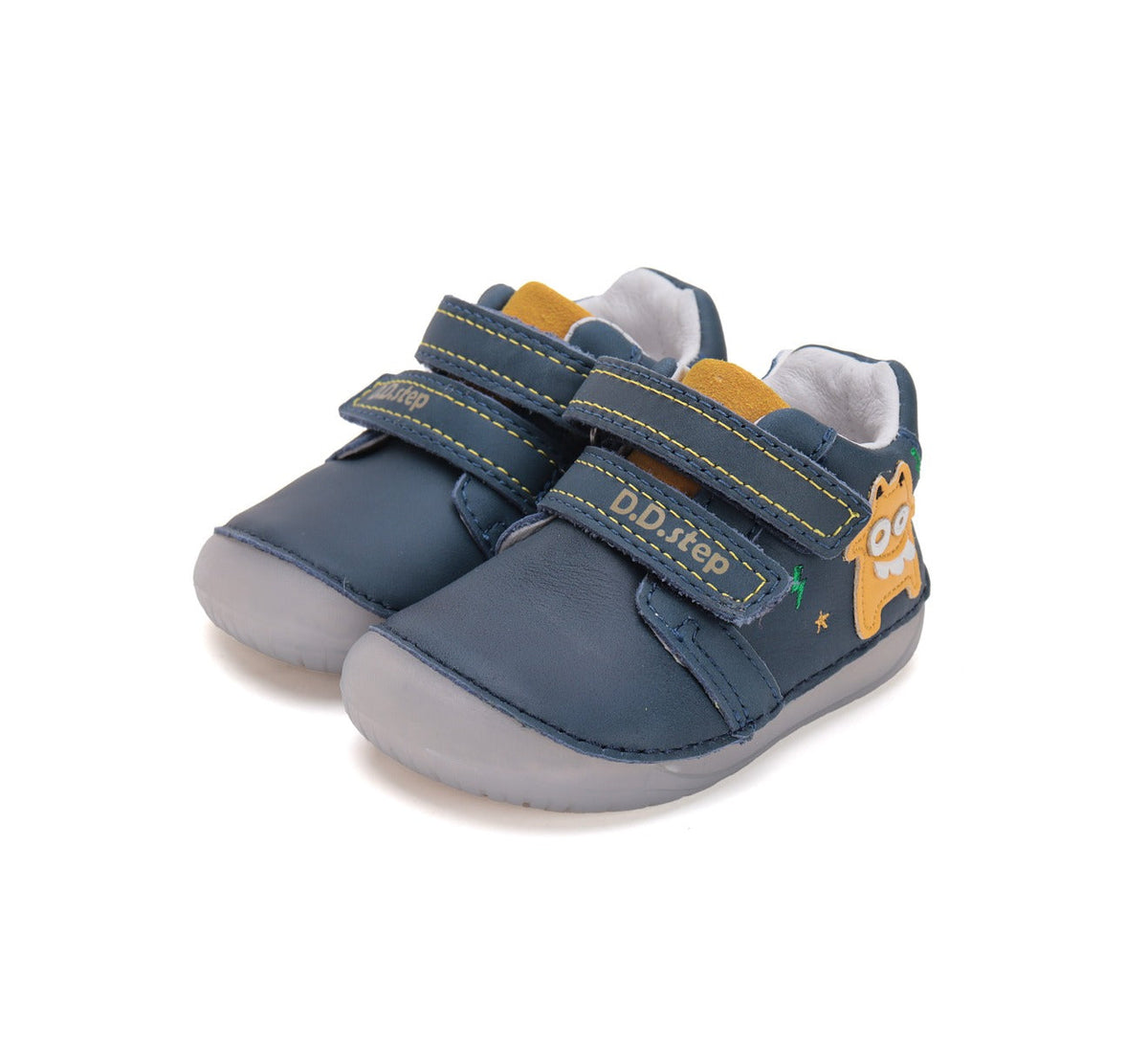 D.D.Step pantofi baieti Barefoot 20-25 Royal Blue cu monster
