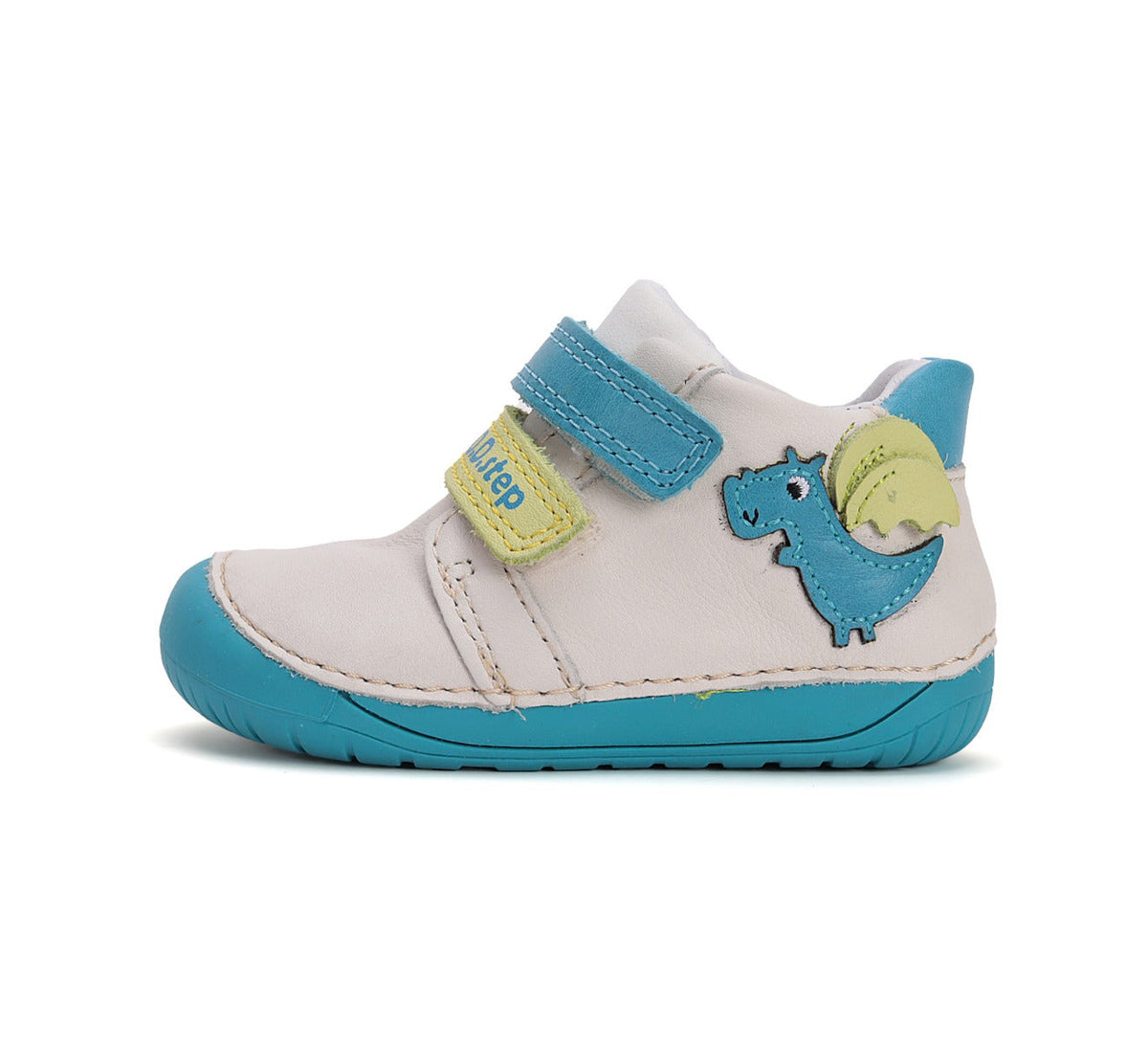 D.D.Step pantofi baieti Barefoot 20-25 White cu dinozaur
