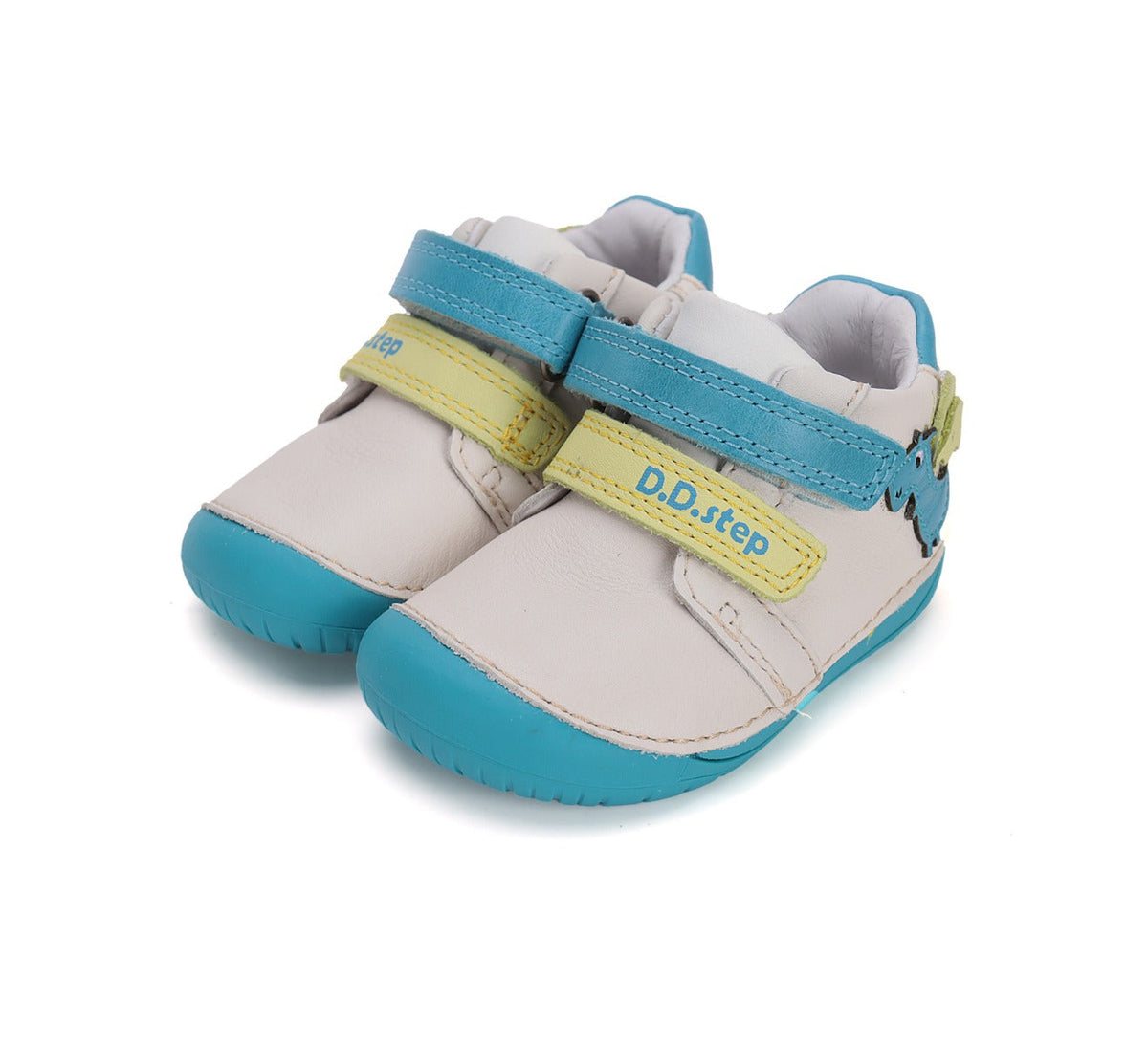 D.D.Step pantofi baieti Barefoot 20-25 White cu dinozaur