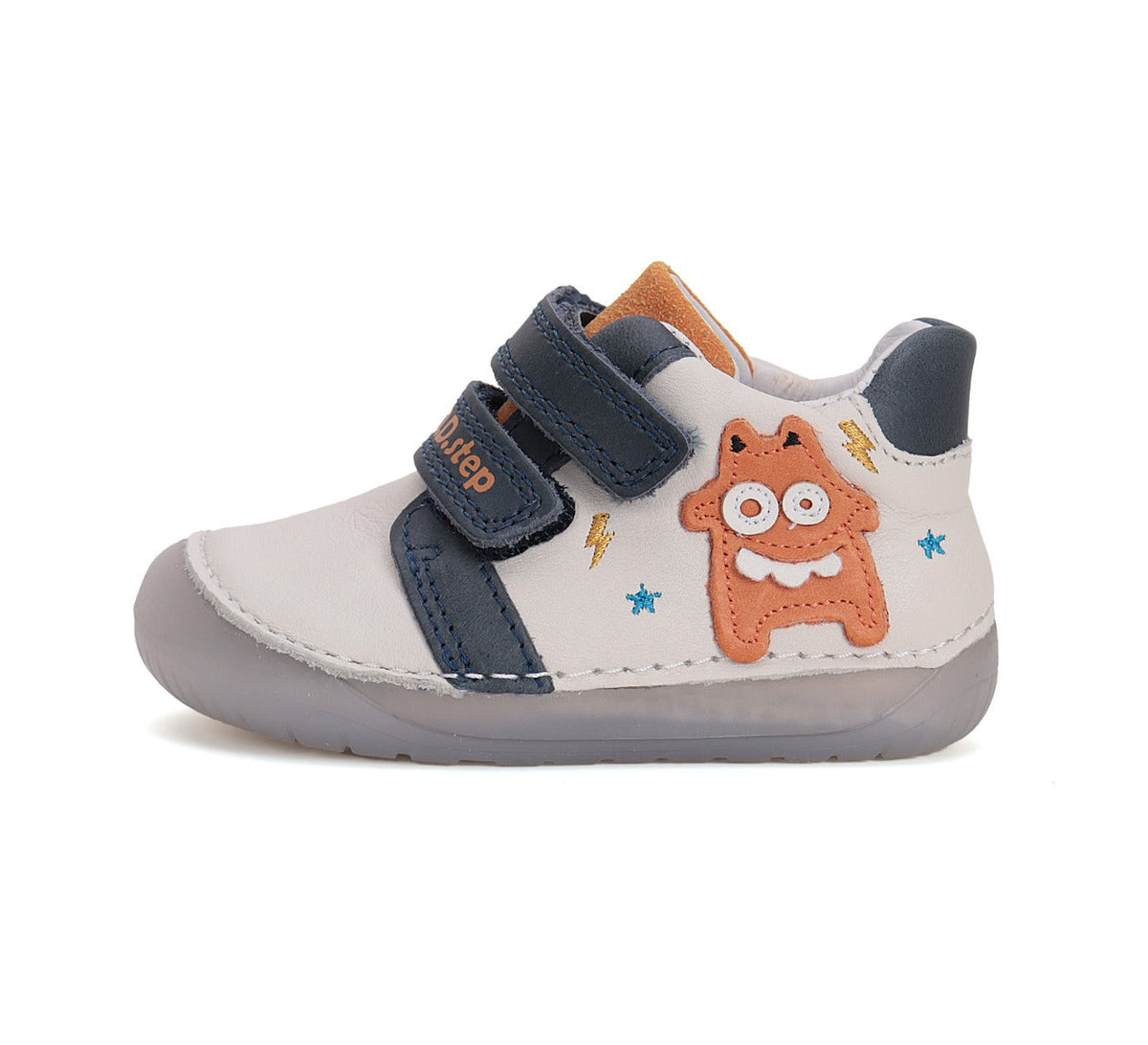 D.D.Step pantofi baieti Barefoot 20-25 White cu monster