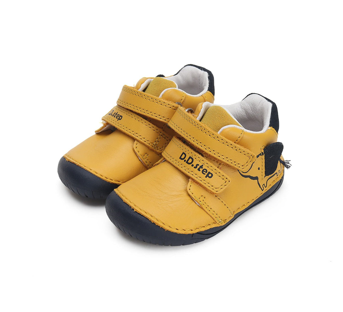 D.D.Step pantofi baieti Barefoot 20-25, Yellow cu elefant