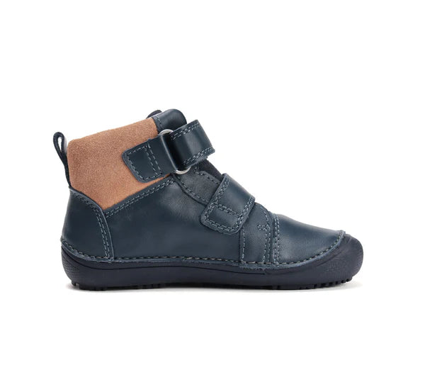 D.D.Step pantofi baieti Barefoot 31-36 Royal Blue cu maro