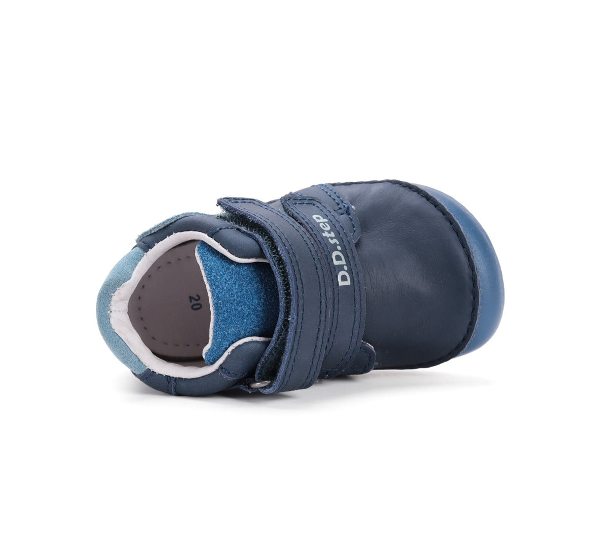 D.D.Step pantofi baieti Barefoot cu talpa fluorescenta 20-25 Bermuda Blue cu furnici