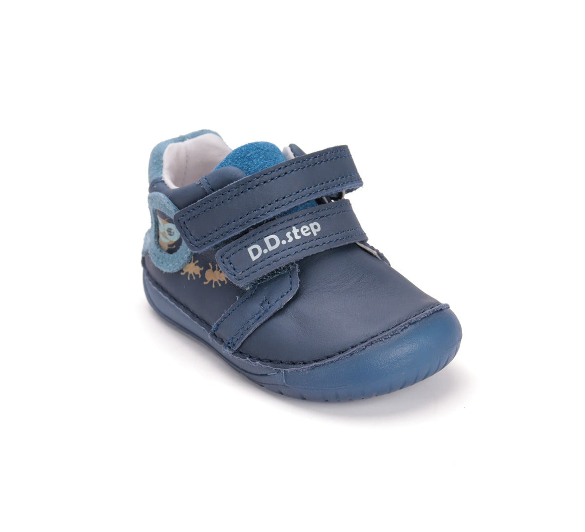 D.D.Step pantofi baieti Barefoot cu talpa fluorescenta 20-25 Bermuda Blue cu furnici