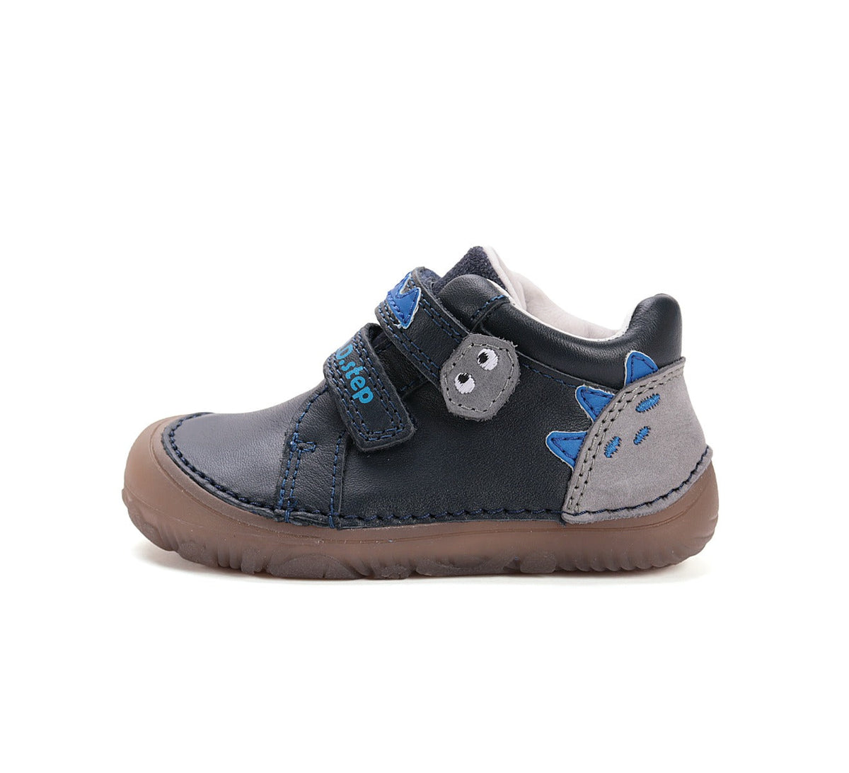 D.D.Step pantofi baieti Barefoot cu talpa fluorescenta 20-25 Black cu dino