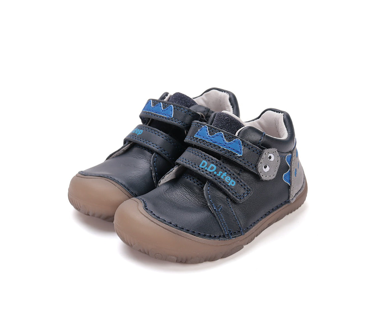 D.D.Step pantofi baieti Barefoot cu talpa fluorescenta 20-25 Black cu dino
