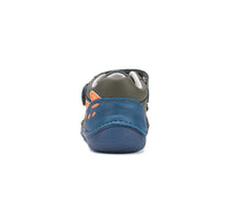 D.D.Step pantofi baieti Barefoot cu talpa fluorescenta 20-25 Khaki cu dino