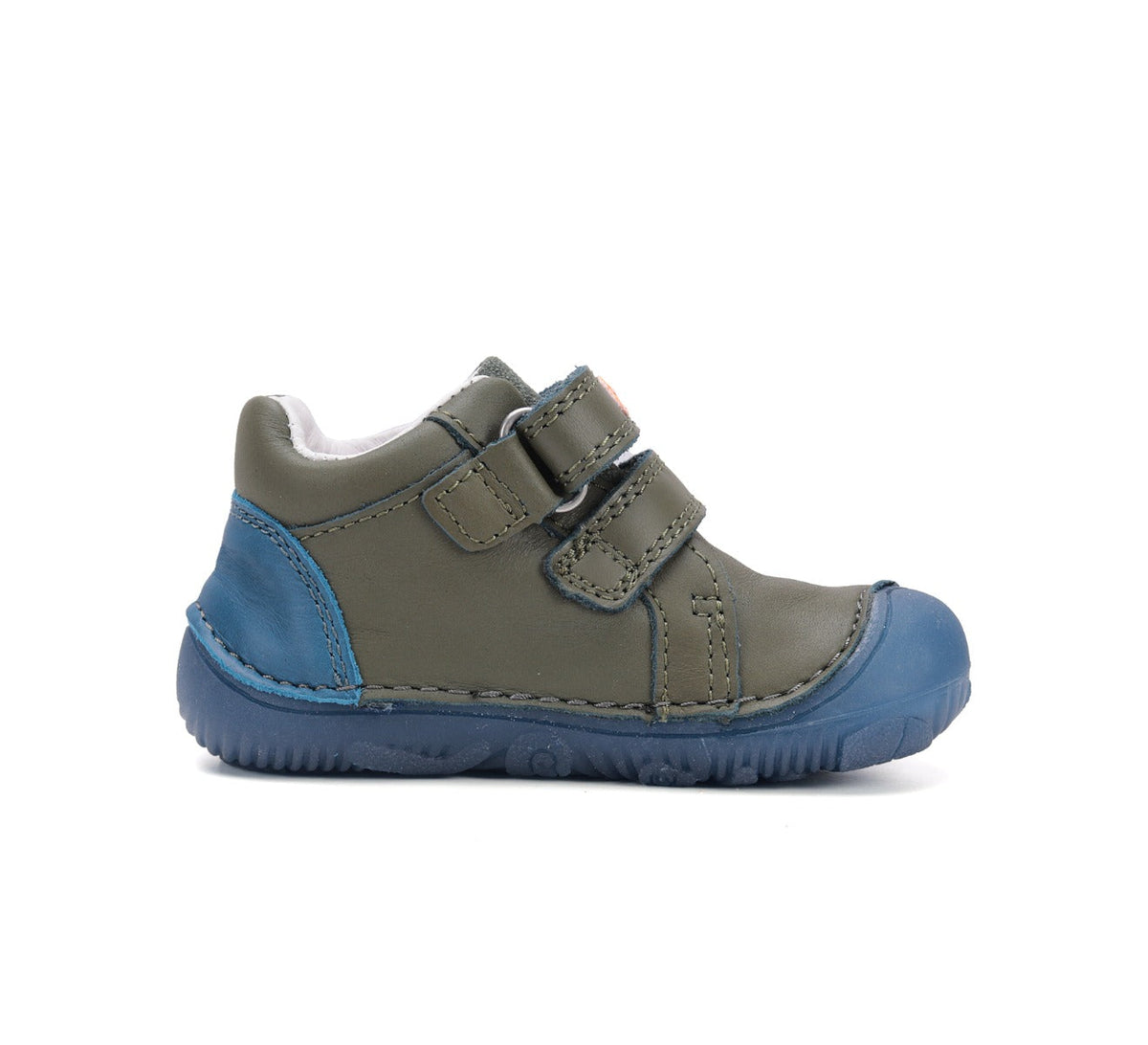 D.D.Step pantofi baieti Barefoot cu talpa fluorescenta 20-25 Khaki cu dino