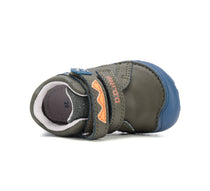 D.D.Step pantofi baieti Barefoot cu talpa fluorescenta 20-25 Khaki cu dino