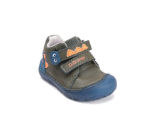D.D.Step pantofi baieti Barefoot cu talpa fluorescenta 20-25 Khaki cu dino
