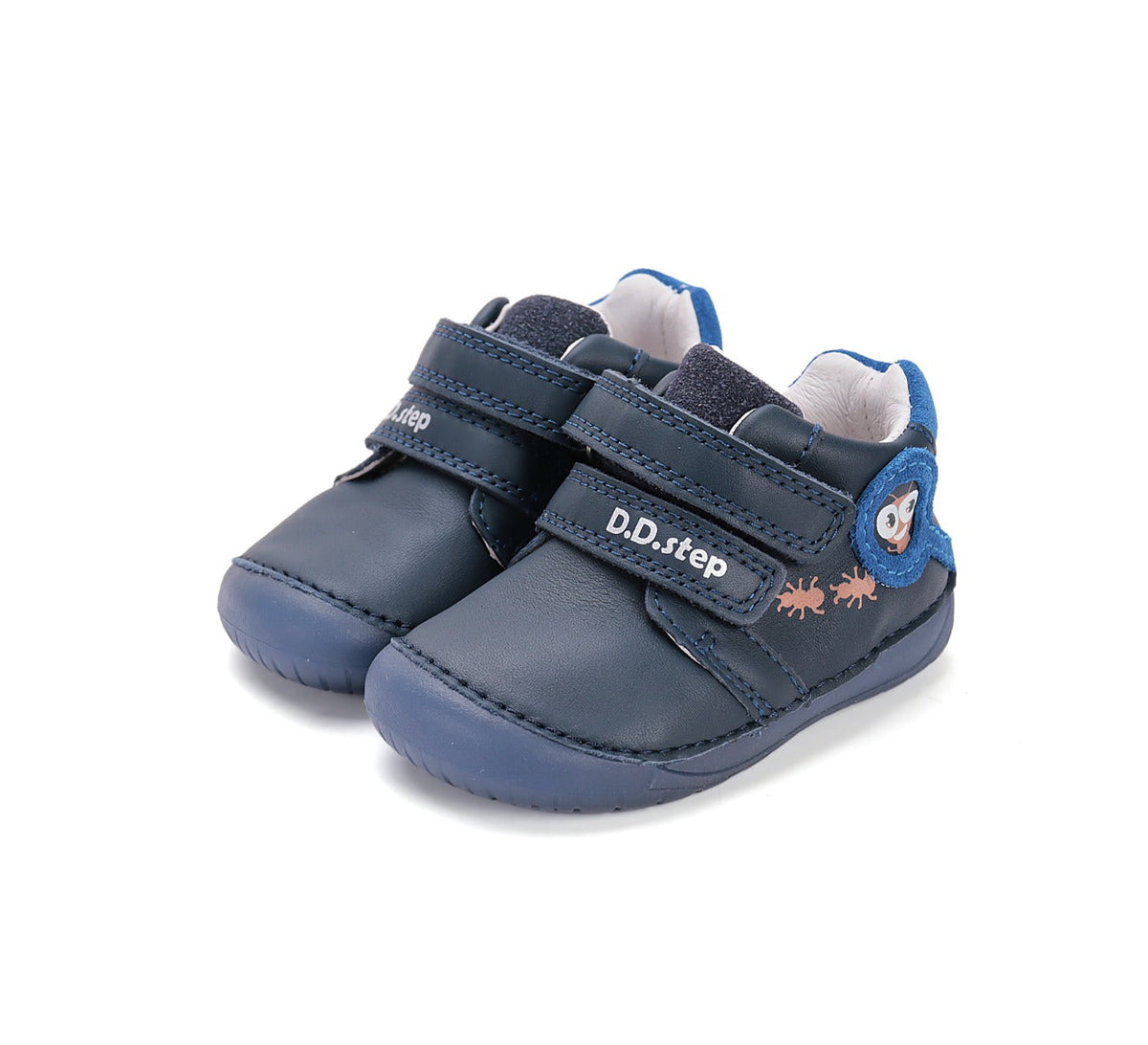 D.D.Step pantofi baieti Barefoot cu talpa fluorescenta 20-25 Royal Blue cu furnici