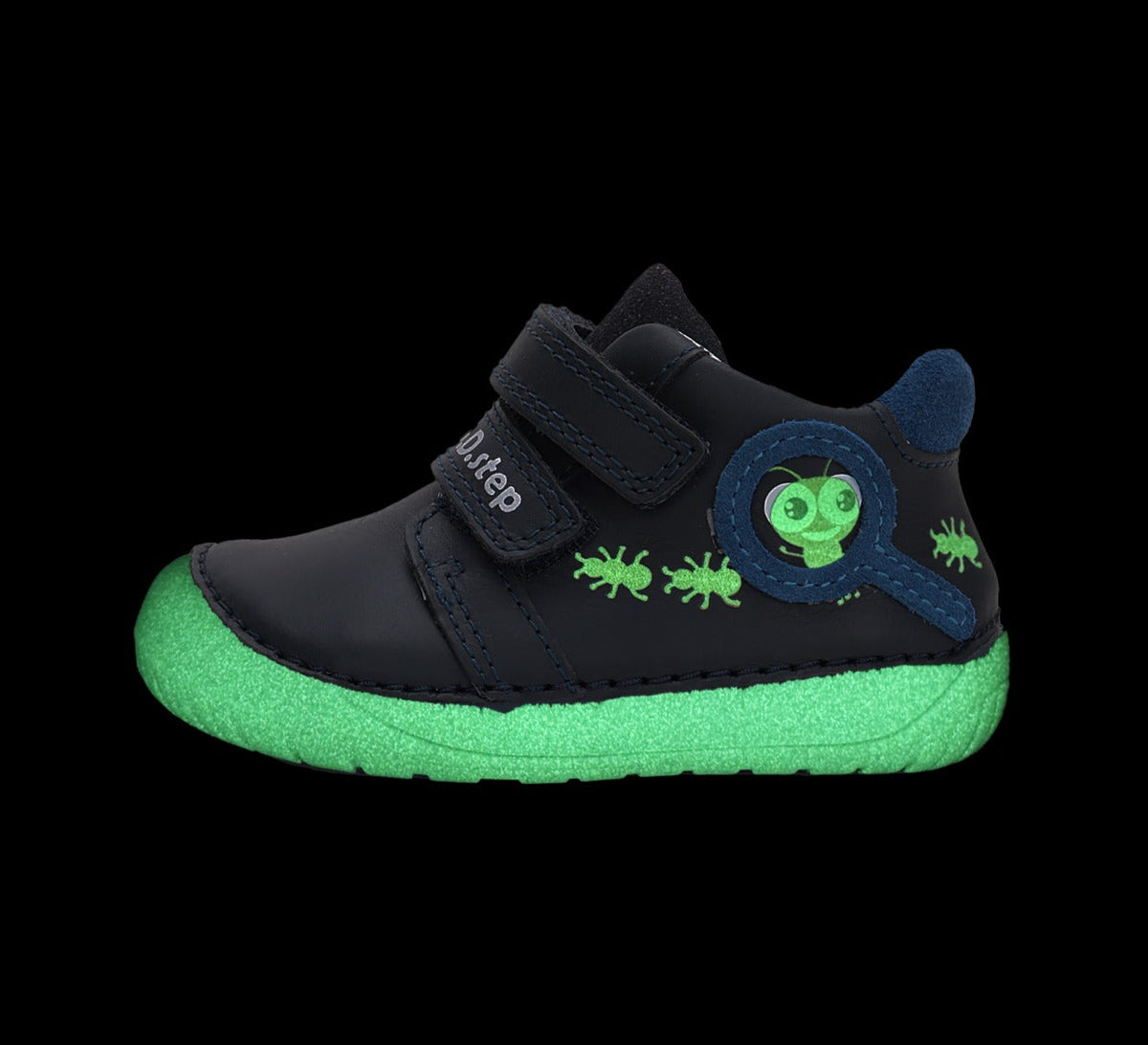 D.D.Step pantofi baieti Barefoot cu talpa fluorescenta 20-25 Royal Blue cu furnici