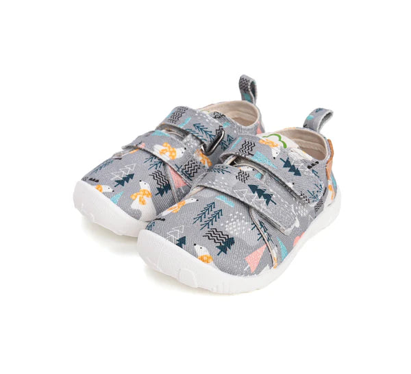 D.D.Step pantofi baieti Barefoot de interior 20-25 Grey cu urs polar