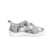 D.D.Step pantofi baieti Barefoot de interior 20-25 Grey cu urs polar