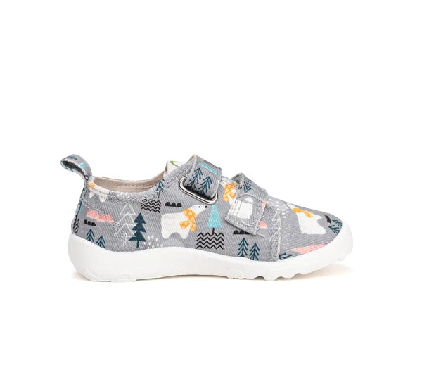 D.D.Step pantofi baieti Barefoot de interior 20-25 Grey cu urs polar