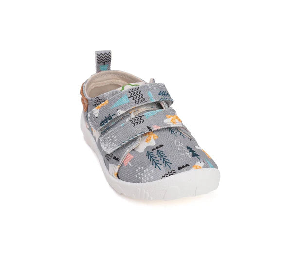 D.D.Step pantofi baieti Barefoot de interior 20-25 Grey cu urs polar