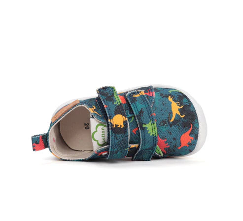 D.D.Step pantofi baieti Barefoot de interior 26-31 Bermuda Blue cu dino