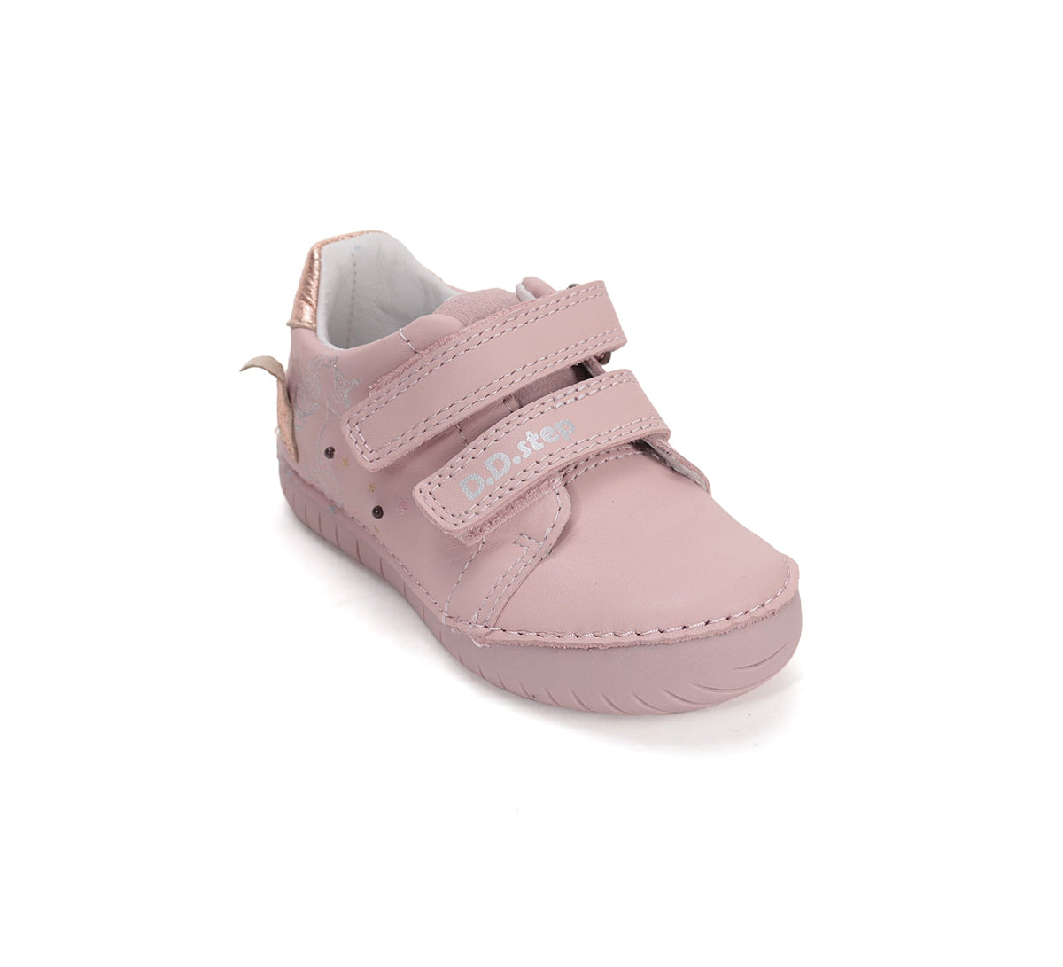 D.D.Step pantofi fete cu LED 25-30 Baby Pink cu unicorn