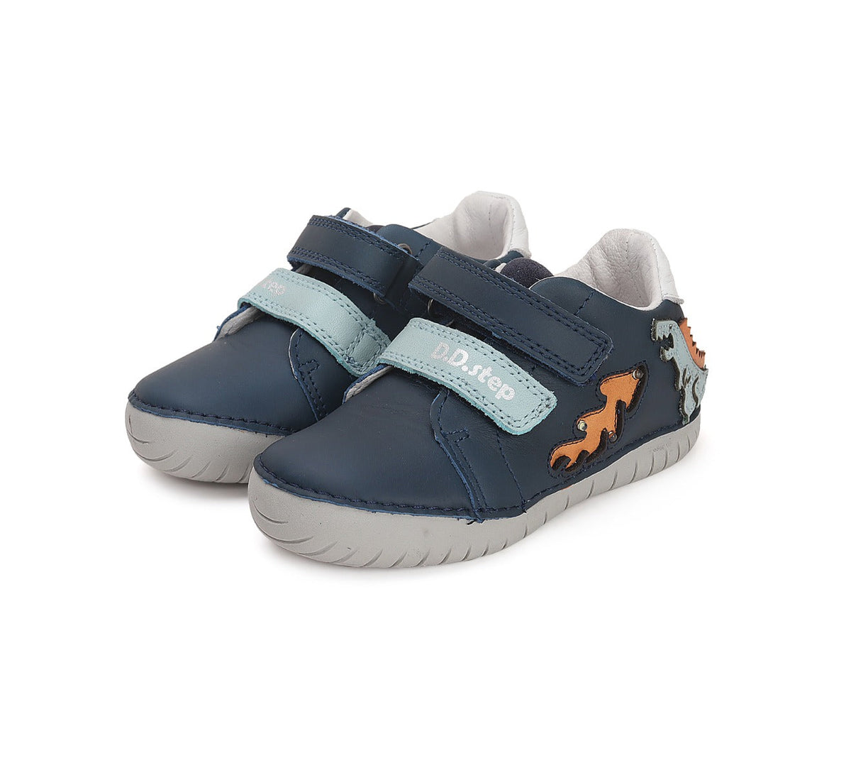 D.D.Step pantofi baieti cu LED 25-30, Bermuda Blue cu dino Imagine principală a produsului