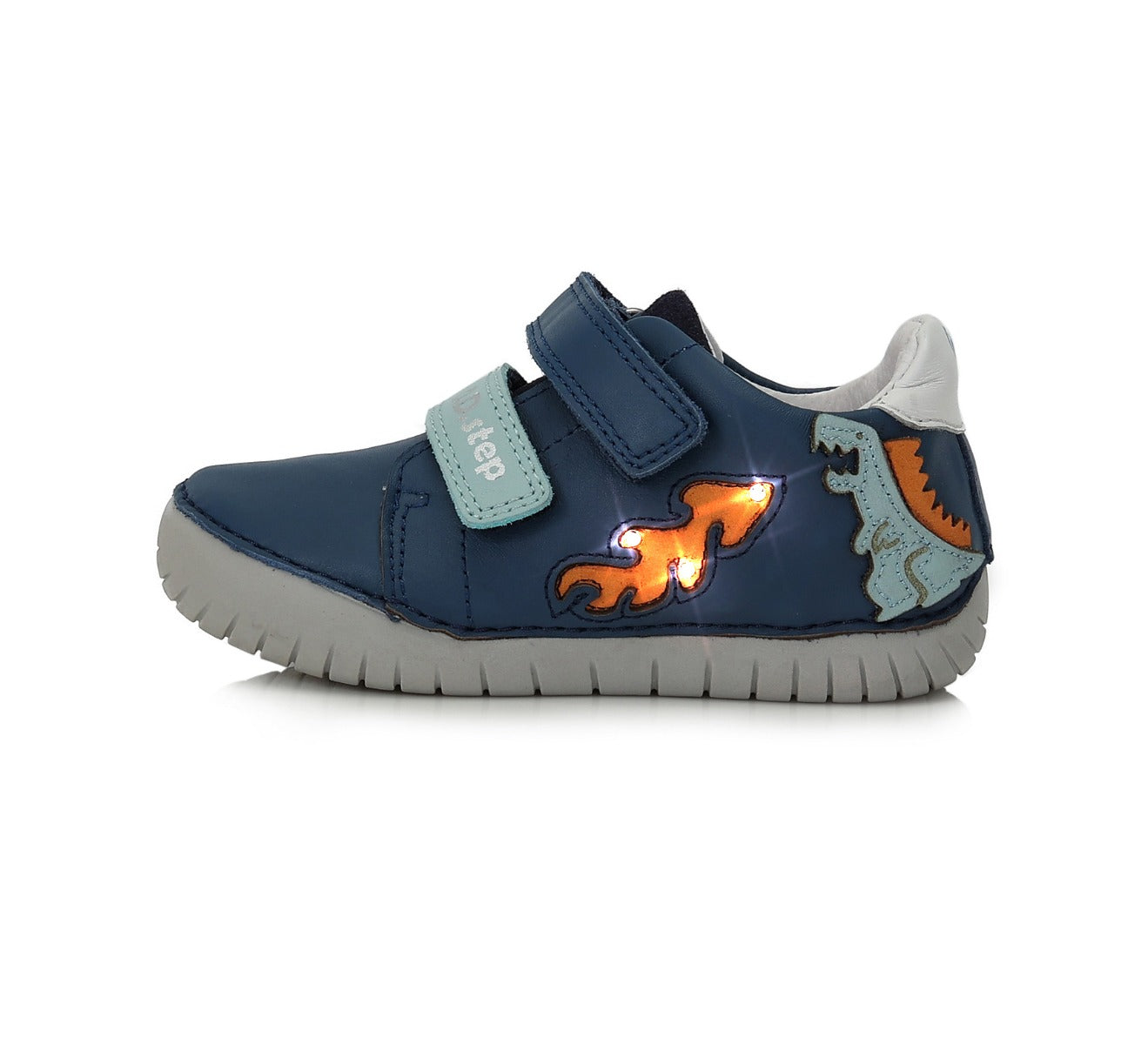 D.D.Step pantofi baieti cu LED 25-30, Bermuda Blue cu dino Imagine secundară a produsului