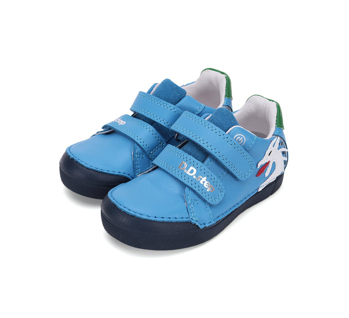 D.D.Step pantofi baieti cu LED 25-30 Bermuda Blue cu dragon