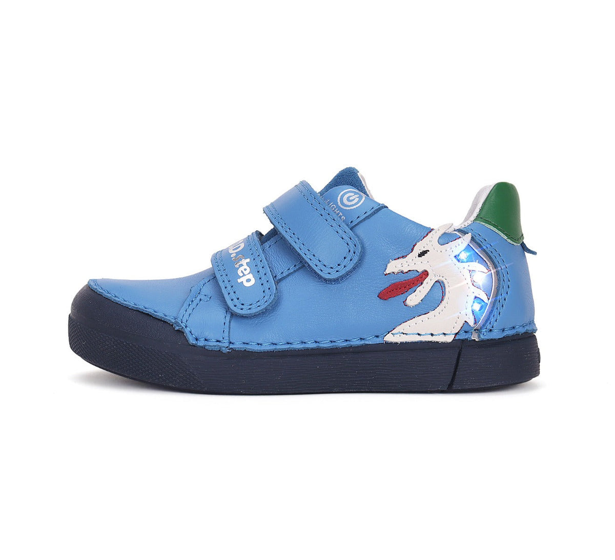 D.D.Step pantofi baieti cu LED 25-30 Bermuda Blue cu dragon