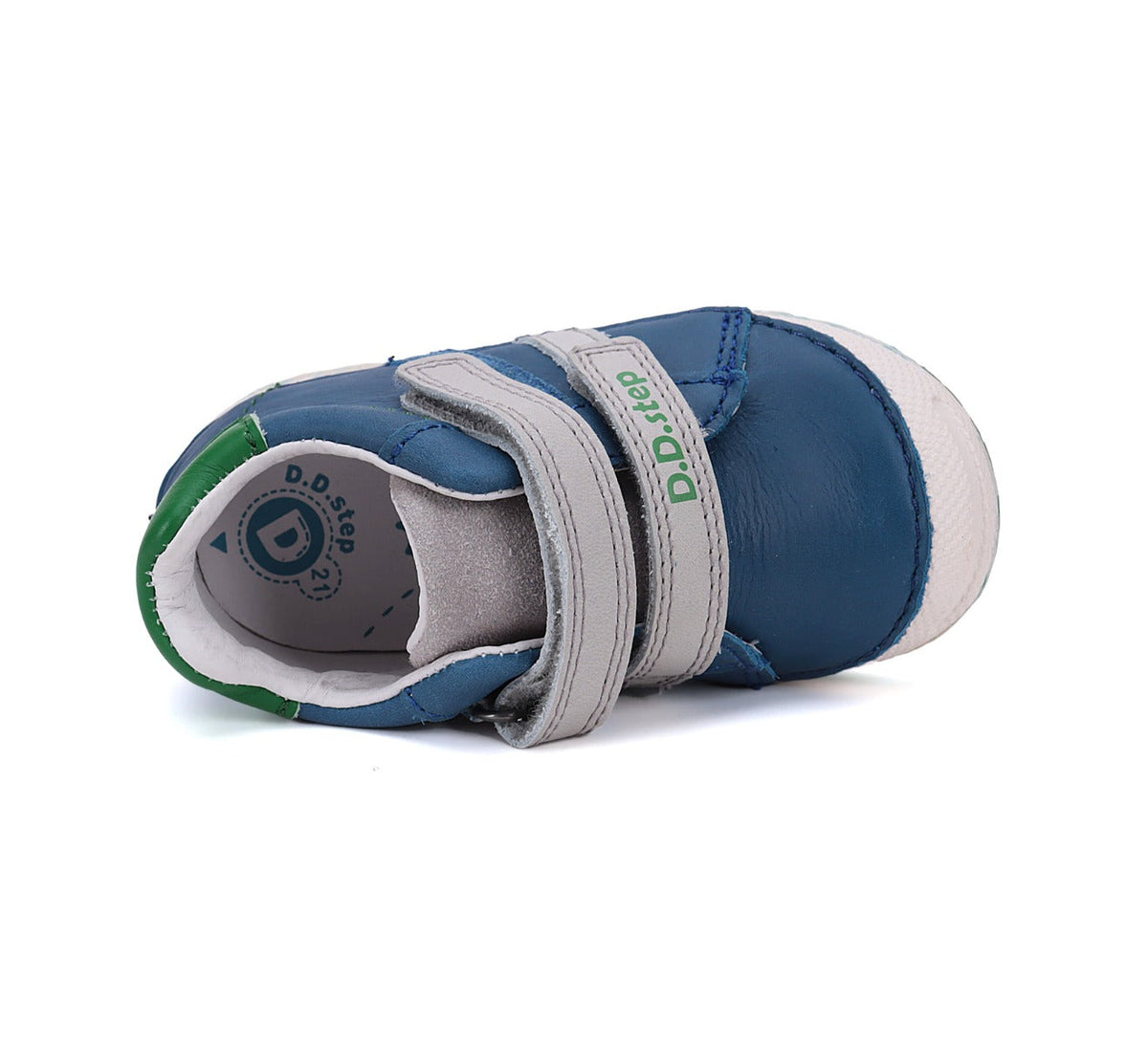 D.D.Step pantofi baieti cu scai 19-24 Royal Blue cu verde