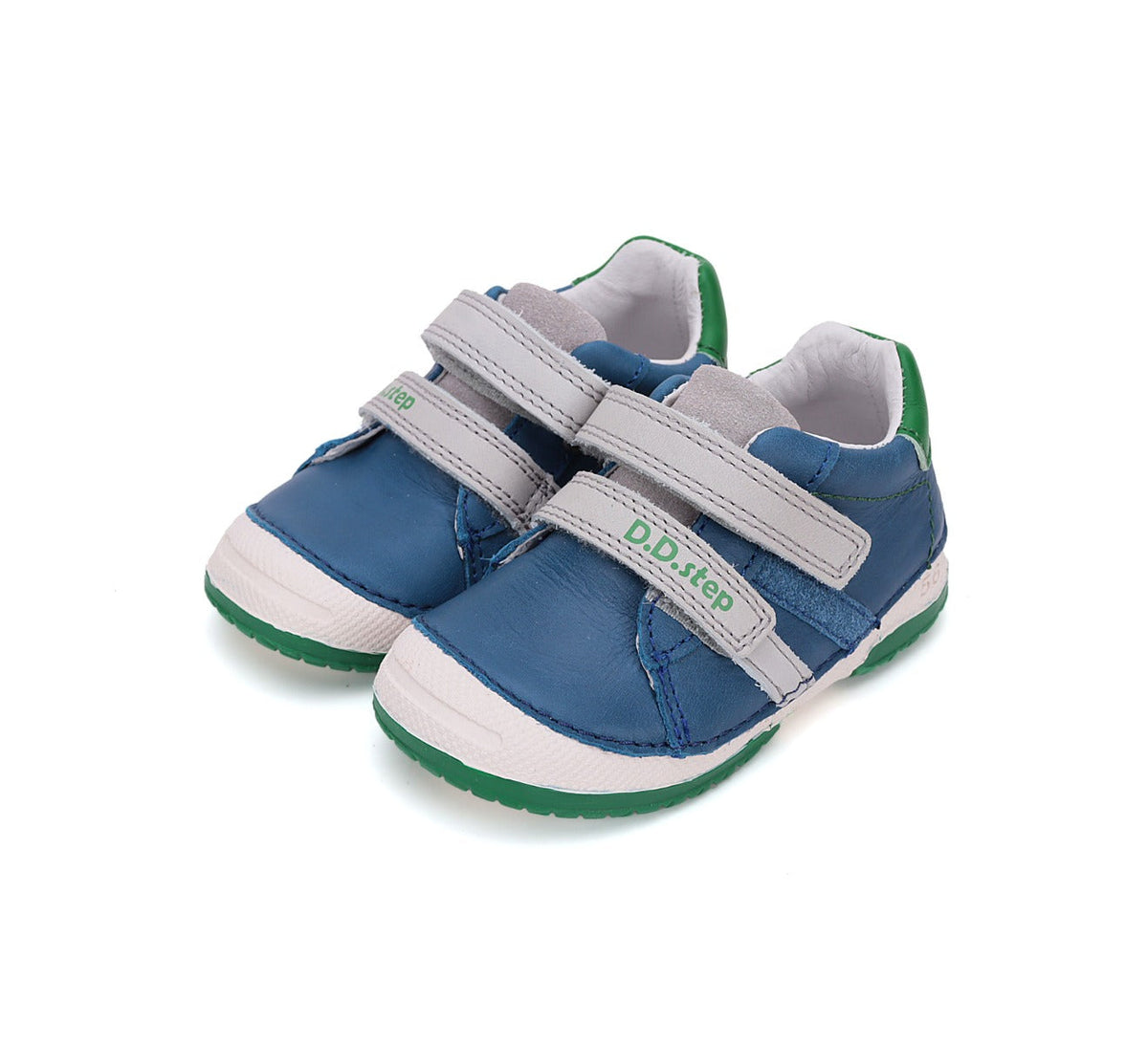 D.D.Step pantofi baieti cu scai 19-24 Royal Blue cu verde Imagine principală a produsului