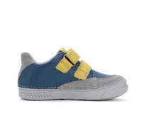 D.D.Step pantofi baieti cu scai 25-30 Bermuda Blue cu galben