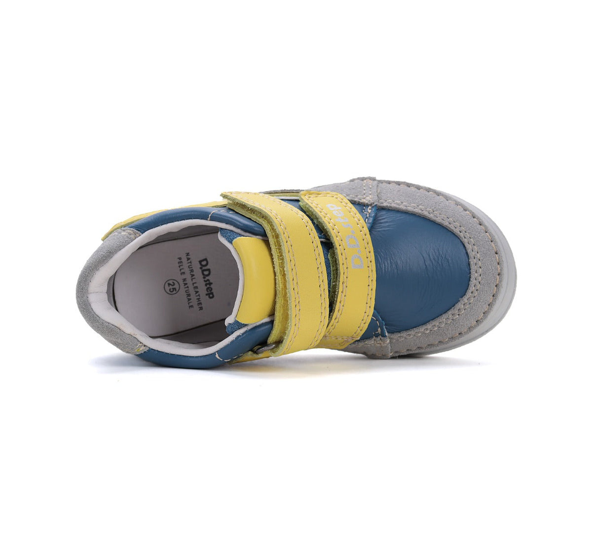 D.D.Step pantofi baieti cu scai 25-30 Bermuda Blue cu galben