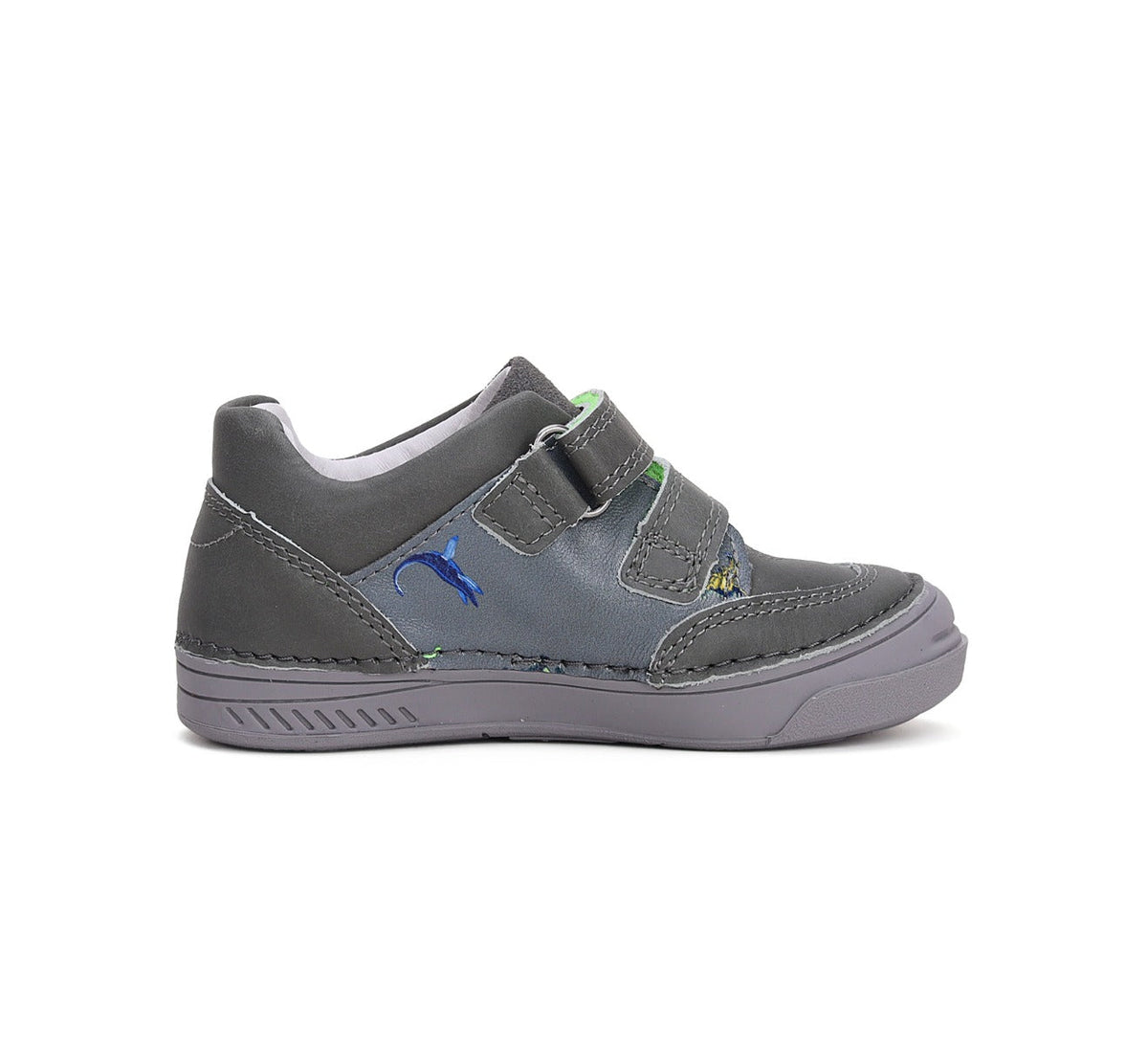 D.D.Step pantofi baieti cu scai 25-30 Khaki cu dinozauri