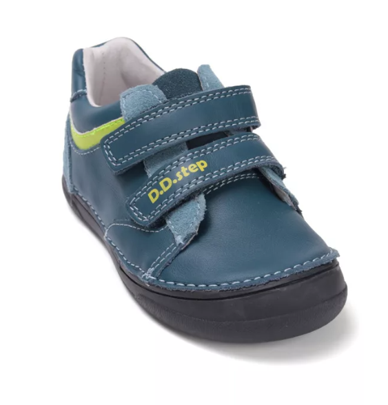 D.D.Step pantofi baieti cu scai 26-31 Bermuda Blue cu verde