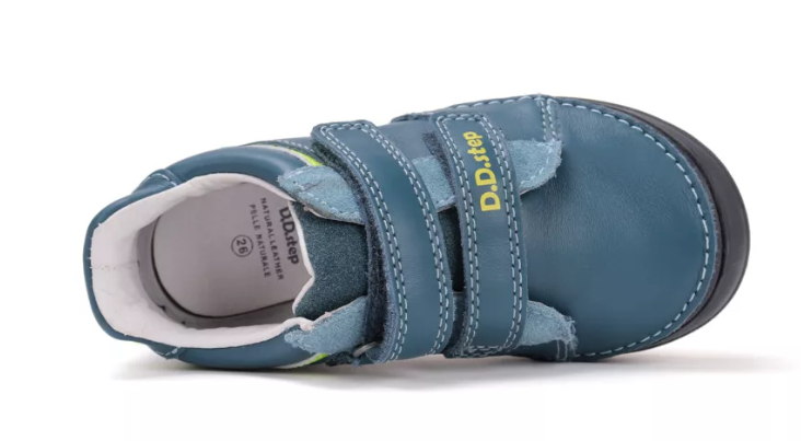 D.D.Step pantofi baieti cu scai 26-31 Bermuda Blue cu verde