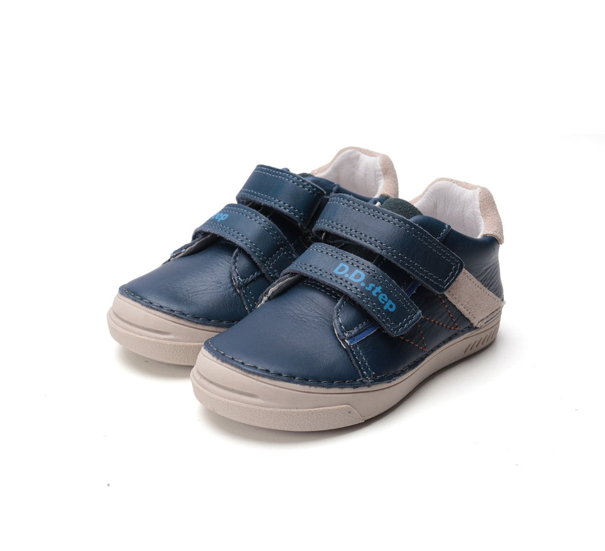 D.D.Step pantofi baieti cu scai 25-30 Bermuda Blue cu bej