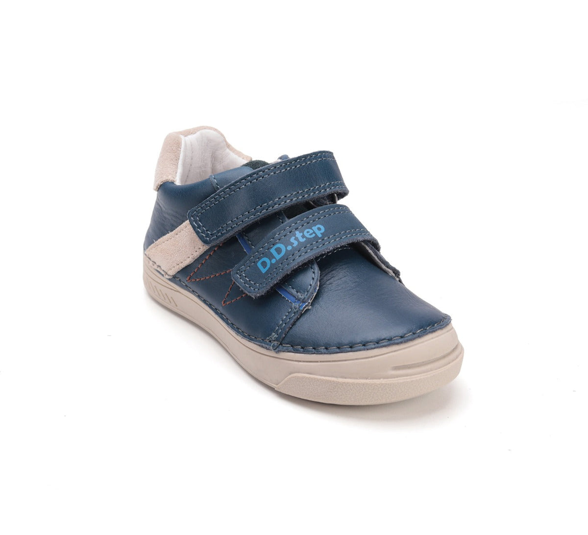 D.D.Step pantofi baieti cu scai 25-30 Bermuda Blue cu bej