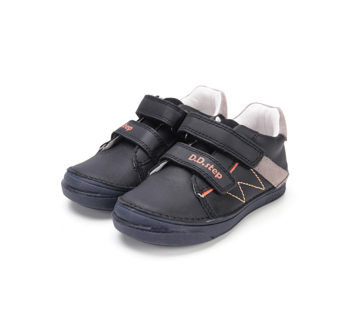 D.D.Step pantofi baieti cu scai 31-36 Black cu maro