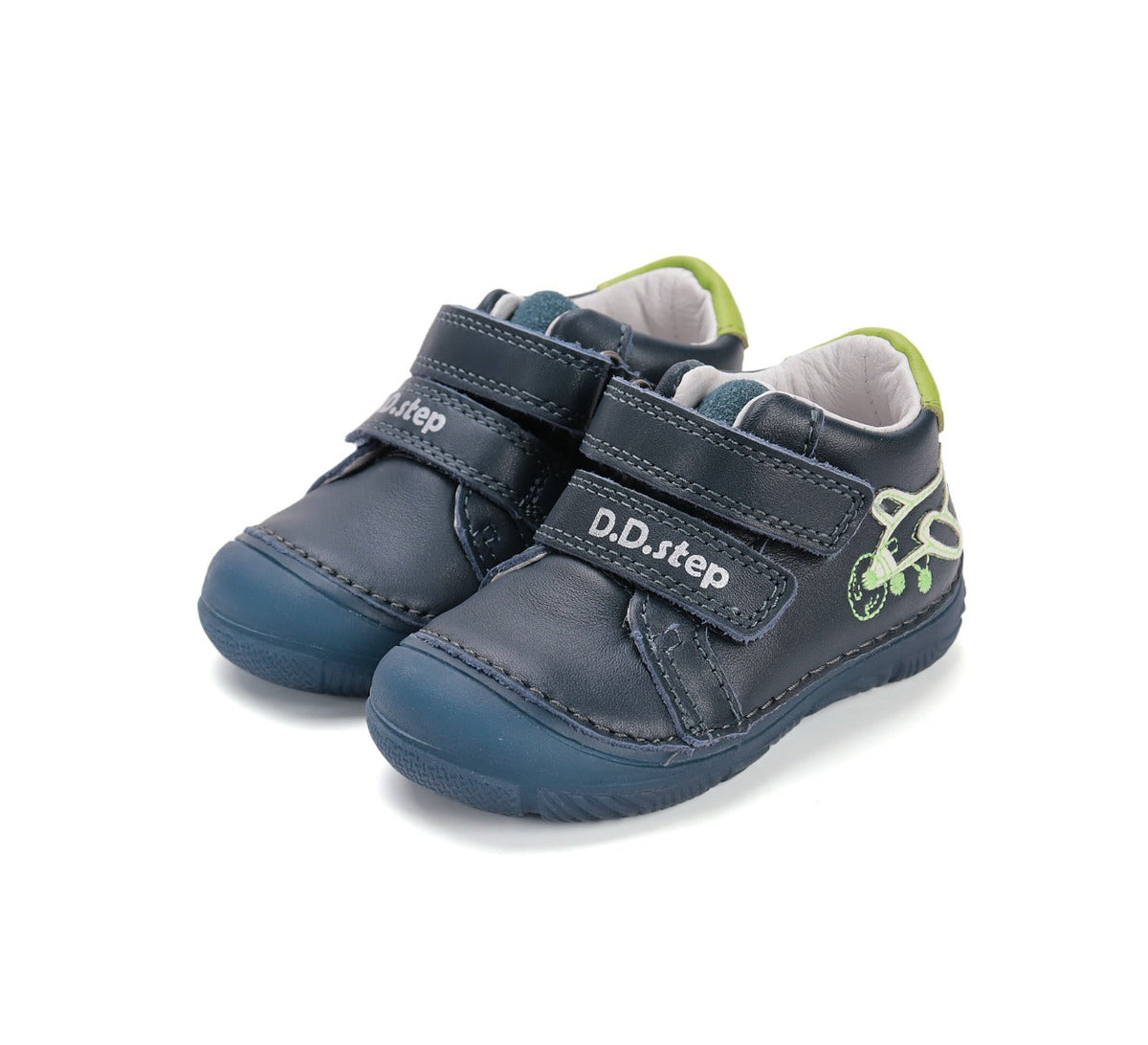 D.D.Step pantofi baieti cu talpa fluorescenta 20-25 Bemuda Blue cu avion