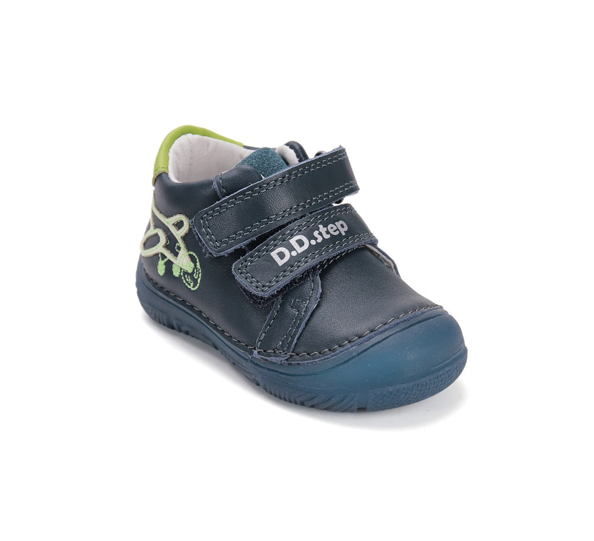 D.D.Step pantofi baieti cu talpa fluorescenta 20-25 Bemuda Blue cu avion