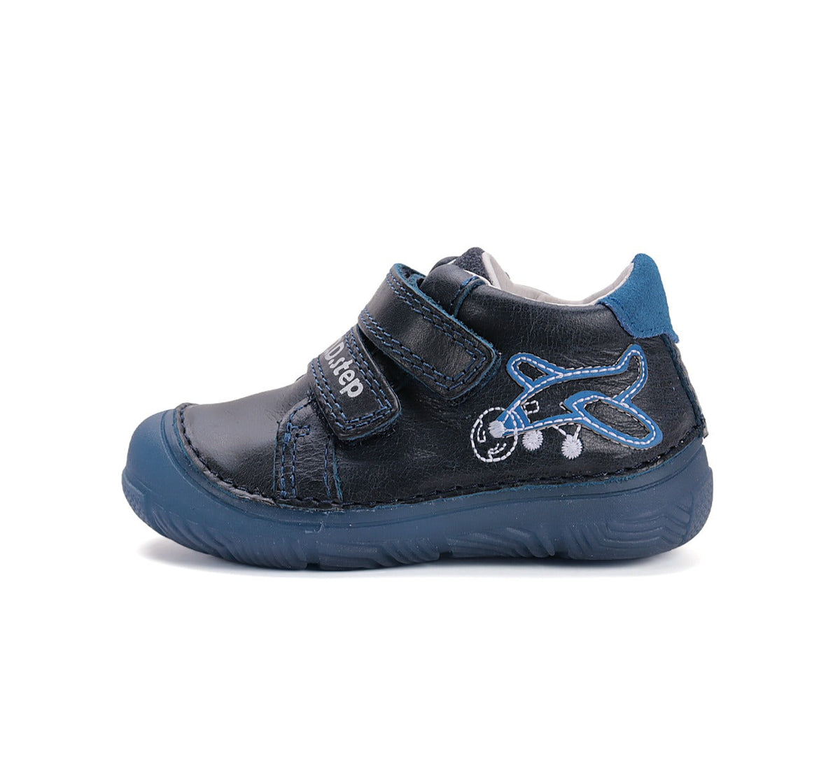 D.D.Step pantofi baieti cu talpa fluorescenta 20-25 Royal Blue cu avion