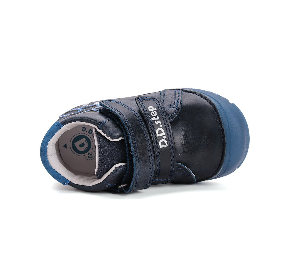 D.D.Step pantofi baieti cu talpa fluorescenta 20-25 Royal Blue cu avion