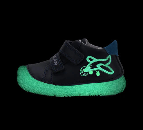 D.D.Step pantofi baieti cu talpa fluorescenta 20-25 Royal Blue cu avion