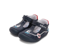 D.D.Step pantofi baieti decupati Barefoot 20-25, Royal Blue cu vaporas