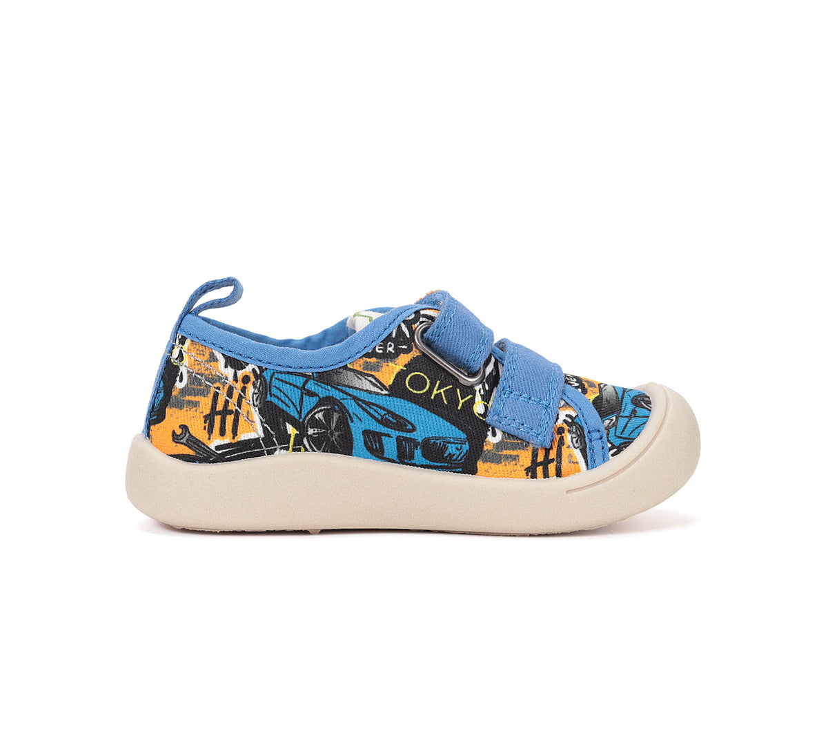 D.D.Step tenisi baieti din panza 22-27 Aero Blue cu graffiti