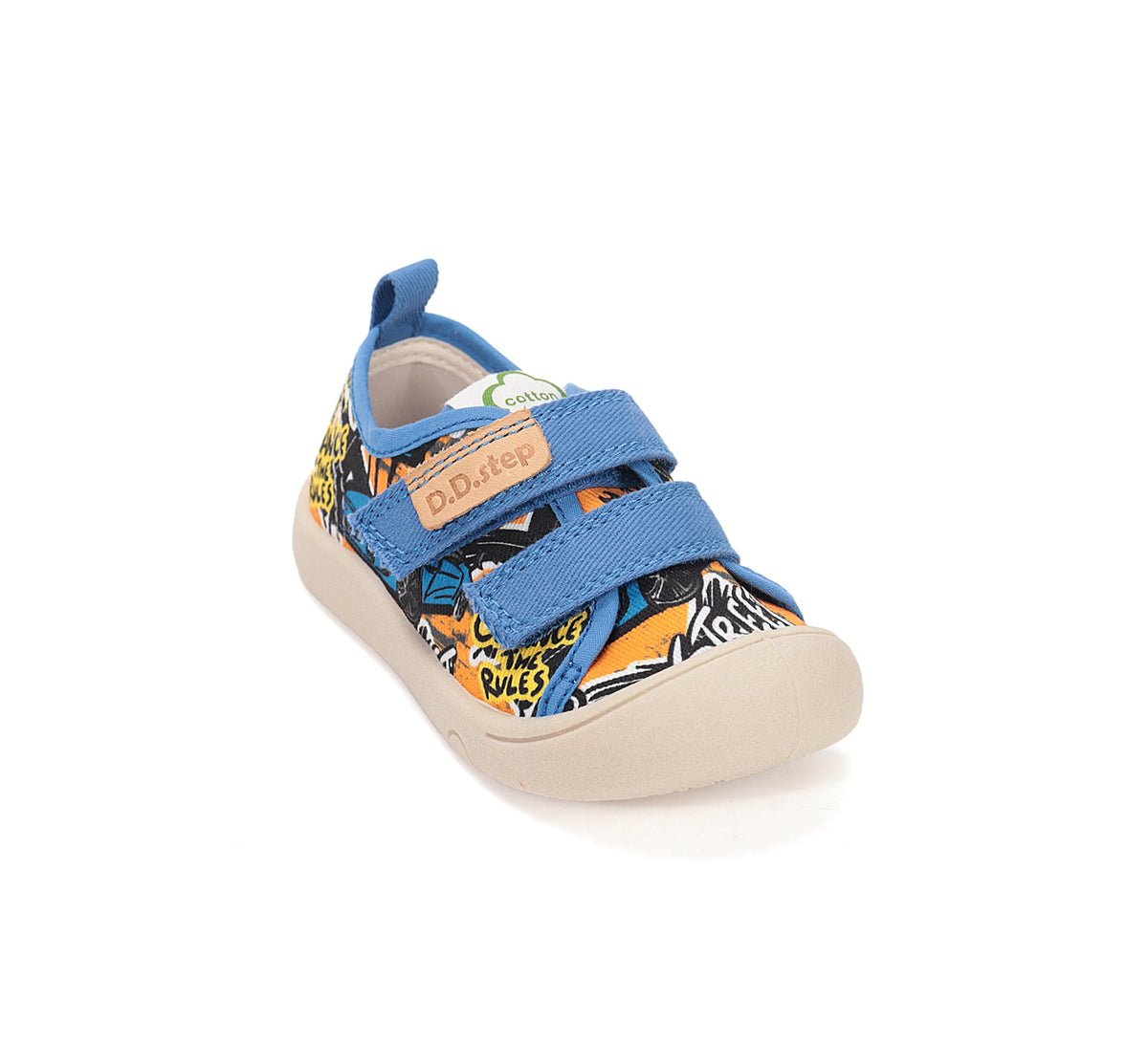 D.D.Step tenisi baieti din panza 22-27 Aero Blue cu graffiti