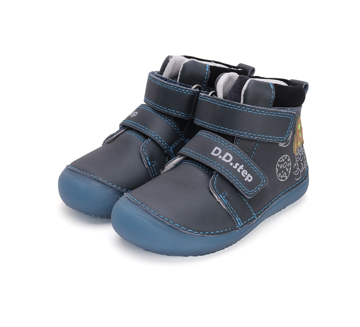 D.D.Step pantofi baieti fluorescenti Barefoot 25-30 Royal Blue cu naveta