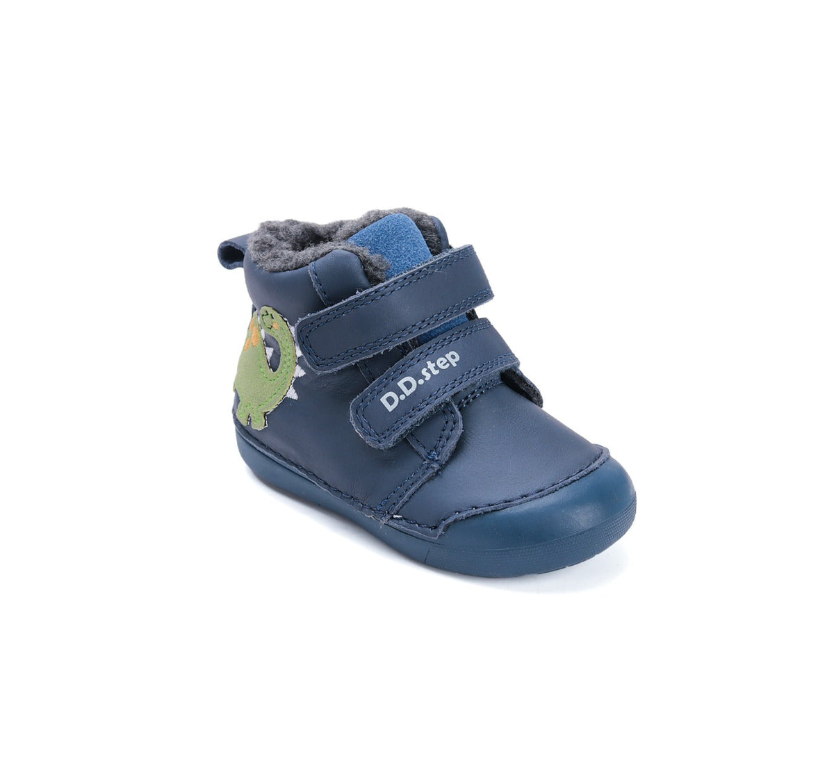 D.D.Step pantofi baieti imblaniti Primii Pasi 20-25 Bermuda Blue cu dino