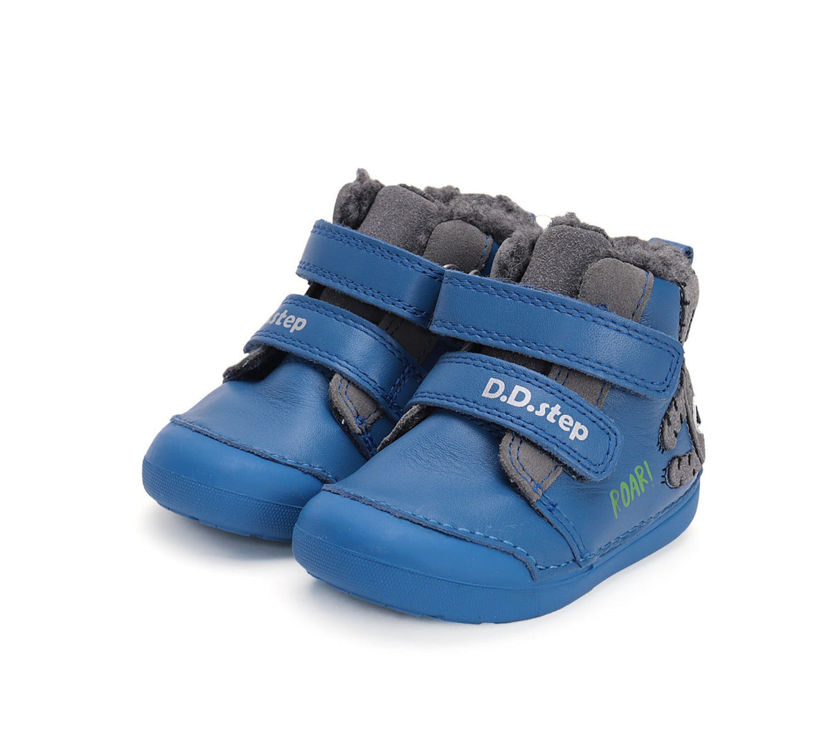 D.D.Step pantofi baieti imblaniti Primii Pasi 20-25 Bermuda Blue cu tigru