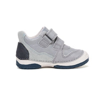 D.D.Step pantofi baieti piele 19-24 Dove Grey cu insertii